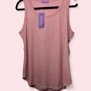 Moshu Women's L Dusty Pink Tank Top Scoop Neck Ribbed Trim Casual NWT